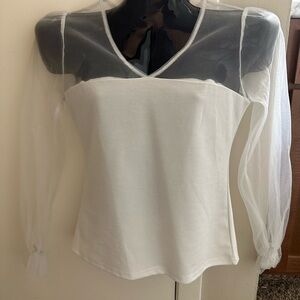 Chic White Sheer Sleeve Blouse